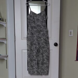 Old Navy Black and White Leaf Print Jumpsuit